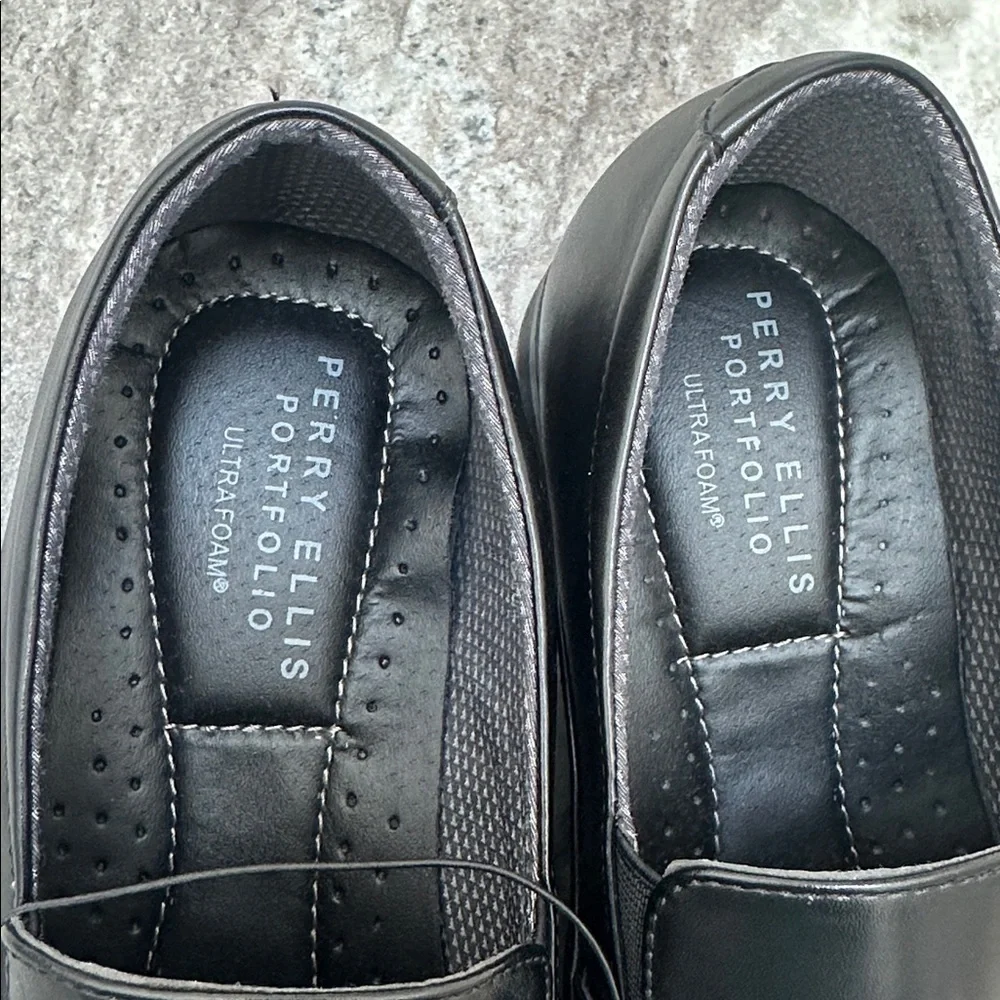 NEW Perry Ellis Portfolio Drexler Black Ultra Foam Dress Shoes Men’s Sz 11.5
